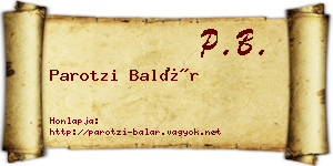 Parotzi Balár névjegykártya